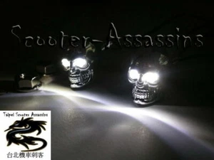 SKULL WHITE LED lamps/lights Number/ License plate bolts, pair UK - Picture 1 of 2