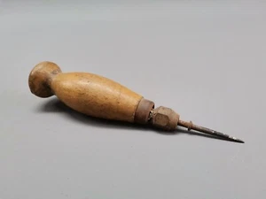 uralt Werkzeug spitz Vorlocher Anreißer Schuhmacher mit Handgriff Holz 14 cm - Bild 1 von 8