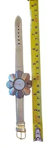 Jasmin Quarz Blume Uhr Vintage Echt Leder Band Gold 8" UNGETESTET - Bild 1 von 8