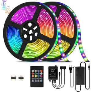 32.8ft RGB Music Sync Color Changing LED Strip Lights Remote For Home Decoration - Picture 1 of 8