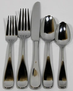 Cuchillo tenedor cuchara Oneida VOSS brillante de acero inoxidable con forma cóncava de 5 piezas - Imagen 1 de 6