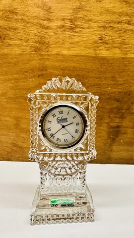 Vintage GALWAY Irish Crystal Grandfather Clock Desk Clock 4.25" Cover