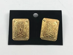 Vintage Ginnie Johansen Signed Gold Tone Pierced Earrings - Picture 1 of 9