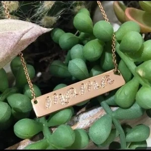 Authentic Origami Owl 16-18" Rose Gold “mama” Bar Chain w/Crystals "New" +   - Picture 1 of 3