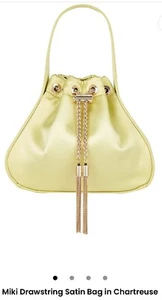 Olga Berg Miki Drawstring Satin Bag Yellow New Tags - Picture 1 of 5