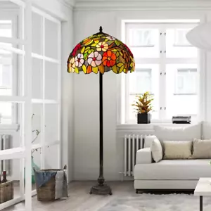 Tiffany Style 16" Flowered Floor Lamp Multicolored Stained Glass for Living Room - Picture 1 of 13