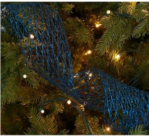 Set of 3 9' Mesh Ribbon by Valerie- Cobalt Blue Glitter NEW - Picture 1 of 2