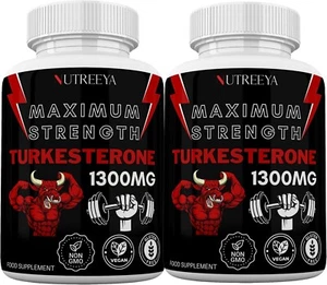 TURKESTERONE 1300mg 2 PACK TESTOSTERONE BOOSTER MAX STRENGTH POTENT - Picture 1 of 7