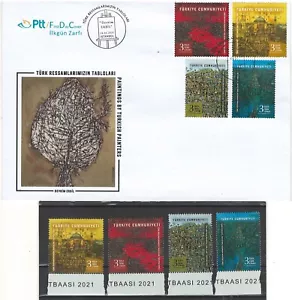 Turkey 2021 Art of Devrim Erbil 4 MNH stamps and fdc - Picture 1 of 1
