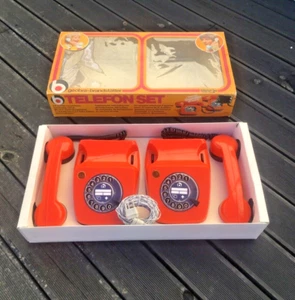 RETRO 60er JAHRE SPIELZEUG WÄHLSCHEIBE SPRECHANLAGE B TELEFON SET KINDER WALKIE TALKIE VINTAGE - Bild 1 von 19