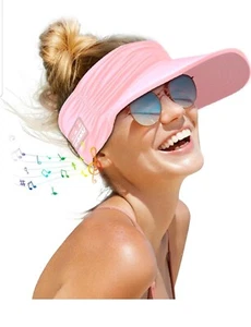 Damen Sonnenblende Kappe mit Bluetooth Kopfhörer UPF 80+ UV Eis Seide Mütze - Bild 1 von 8