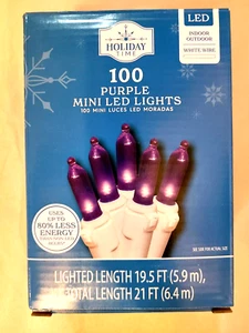 Holiday Time LED Mini String Lights Purple 100 Lights White Wire NEW - Picture 1 of 4