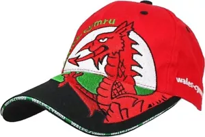 New Unisex Wales Cymru Adjustable Baseball Cap with Embroidered Welsh Dragon - Picture 1 of 1