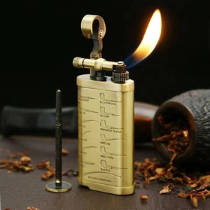 Handmade Retro Copper Refillable Flint butane Lighter With Pipe Tamper YDJ08 - Picture 1 of 6