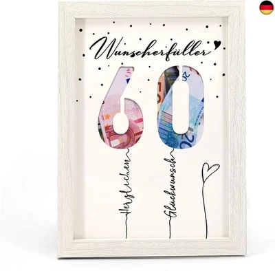Geldgeschenk 60 Geburtstag, Geschenke zum 60 Geburtstag Mann/Frau, Geschenk 60. - Bild 1 von 4