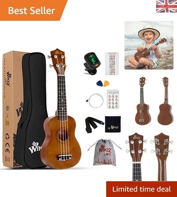 Complete 21" Soprano Ukulele Set with Clip-On Tuner & Extras for New Musicians - Image 1 of 4