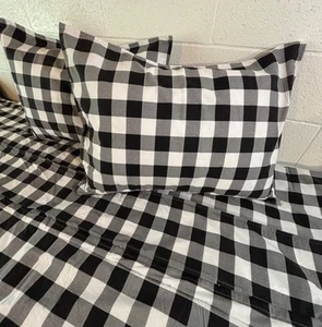 Eddie Bauer Buffalo Check schwarz weiß Bettbezug & 2 Kissenbezüge 100% Baumwolle - Bild 1 von 15