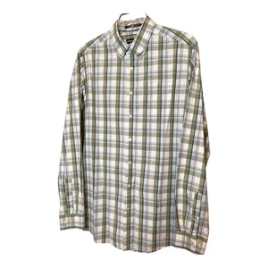 Camisa a Cuadros Eddie Bauer Para Hombre Abotonada Grande Alta Verde Blanca - Imagen 1 de 10