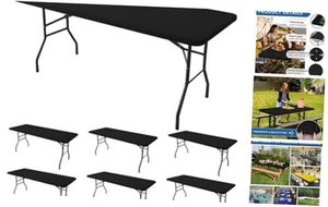 Fitted Tablecloth for Foot Rectangle Tables-Pack Elastic 30'' x 72'' 6 Black - Picture 1 of 8