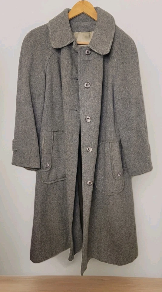 Abrigo Forecaster Of Boston Vintage Mujer 14 Gris Largo Midi Pura Lana Union EE. UU. Foto 1 de 4