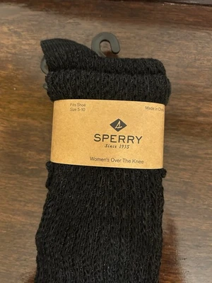 Calcetines brillantes negros por encima de la rodilla Sperry para mujer Foto 1 de 4