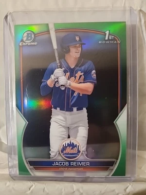 2023 Bowman Chrome #BCP-181 Jacob Reimer Prospects Green Refractor #/99 - Image 1 of 2
