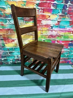 Vintage OAK Mission  Antique Chair Converted Desk NICE! - Image 1 of 4