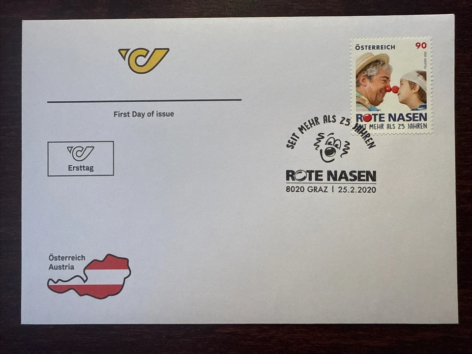 AUSTRIA FDC COVER 2020 YEAR DOCTOR CLOWN CHILDREN HOSPITAL HEALTH MEDICINE STAMP - Image 1 of 1