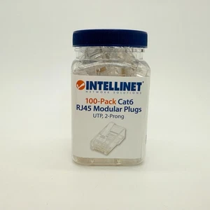 Intellinet 96-Pack UTP 2-Prong Cat6 RJ45 Modular Plugs for Stranded Wire - Picture 1 of 4