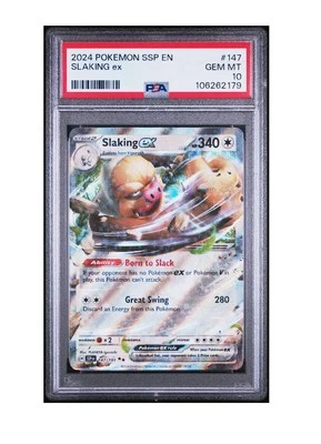 PSA 10 Gem Mint 💎 2024 POKEMON SSP EN-SURGING SPARKS #147 SLAKING EX - Image 1 of 3