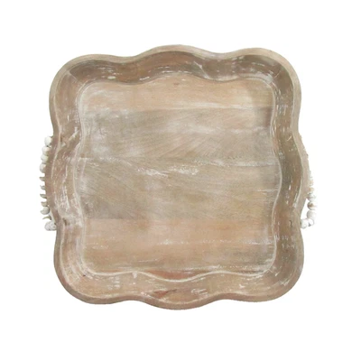 Valerie Parr Hill Wooden Scalloped Square Beaded Tray - Image 1 of 4