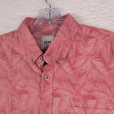 ROWM Mens Medium Palms Print Long Sleeve Button Up Shirt Salmon - Image 1 of 4