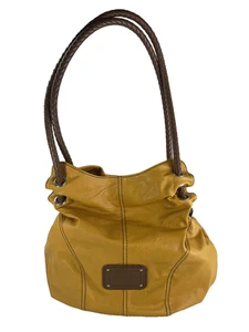 VTG Y2K RELIC Vegan Leather Shoulder Bag Hobo Multi Section Mustard Yellow - Picture 1 of 19