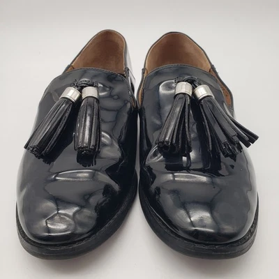 Franco Sarto Womens Dress Flats Loafers Black Patent Leather Tassels 6.5 - Image 1 of 4