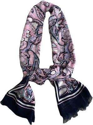 New Talbots Paisley Potpourri Design Scarf Orchid Modal 26X72 Oblong Fringe NWT - Image 1 of 4