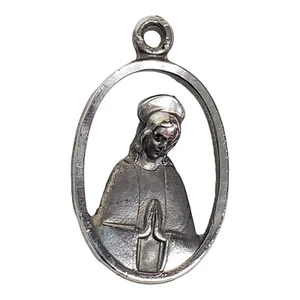 Catholic Sterling Silver HH Praying Mary Religious Two Sided Scared Heart Jesus - Picture 1 of 5