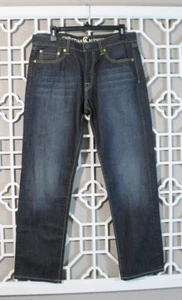 Christian Audigier Jeans Mens 32 Blue Dark Wash Denim Stretchy Straight 32x30 - Picture 1 of 15