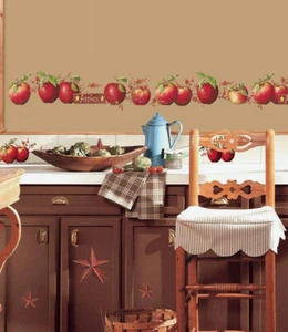  PAÍS MANZANAS Estrellas Bayas Pegatinas de Pared 40 Calcomanías Cocina Frutas Decoración Borde - Imagen 1 de 4