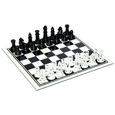 WE Games Black and Clear Glass Chess Set, 13.75 in. Board, 3 in. King - Image 1 of 4