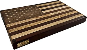 Tabla de cortar artesanal de madera maciza 21x13" bandera de Estados Unidos roble nogal Sheesham América - Imagen 1 de 10
