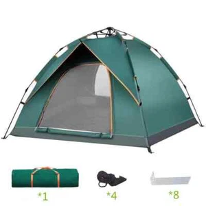 Camping Automatic Tent One Touch Camping Tent Waterproof Roof Tents Double Door - Picture 1 of 22