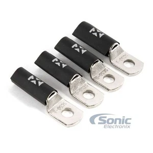 NVX XRTC4 4 Gauge Solid Copper Ring Terminals with Shrink Tubing (4 Pack) - Picture 1 of 2