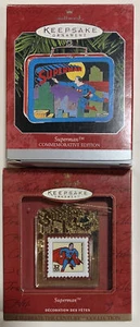 Lote de 2 adornos de recuerdo Hallmark lonchera y sello Superman - Imagen 1 de 6