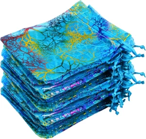 100Pcs Blue Organza Drawstring Pouches Jewelry Bags, Candy Pouch Chocorate Po... - Picture 1 of 1