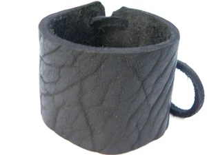 Black Bison Buffalo leather bracelet wristband adjustable 2 inches wide no metal - Picture 1 of 6