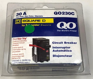 30Amp 2-poliger quadratischer D Leitungsschutzschalter von Schneider Electric Nr. QO230C Visi-Trip - Bild 1 von 8