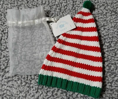 NUEVO CON ETIQUETAS HARTSTRINGS BEBÉ Rojo Verde y Blanco Rayas Navidad Vacaciones SUÉTER SOMBRERO MEDIANO Foto 1 de 3