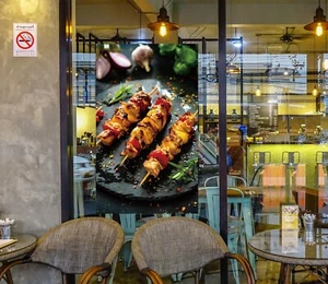 3D Grill Kebab Shop BBQ I290 Fenster Aufkleber Vinyltapete Wandbilder Coco - Bild 1 von 11
