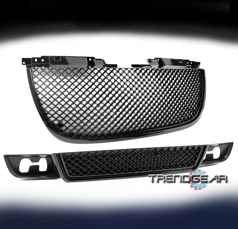 2007-2013 GMC YUKON XL DENALI 1500 2500 FRONT MAIN+LOWER GRILLE GLOSS BLACK SET - Image 1 of 4