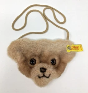 Steiff Bear Face Plush Girl's Small Purse Hand Shoulder Bag Germany - Foto 1 di 6
